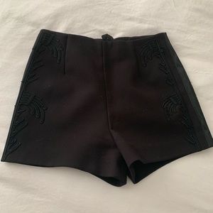 H&M high waist black embroidered shorts.